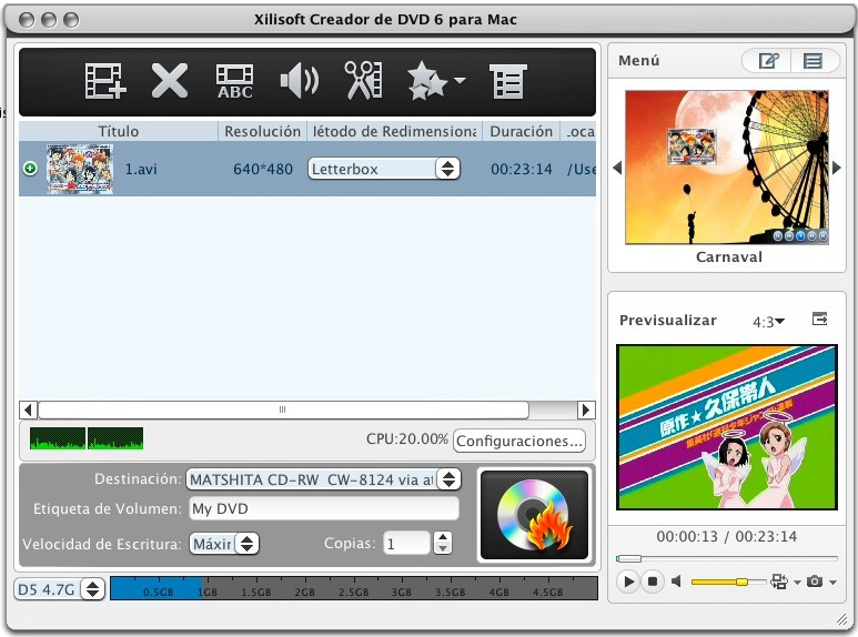 Xilisoft Creador de DVD Mac